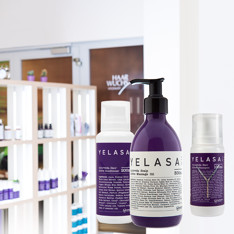 Produktset bei entzündlicher Kopfhaut für lange Haare