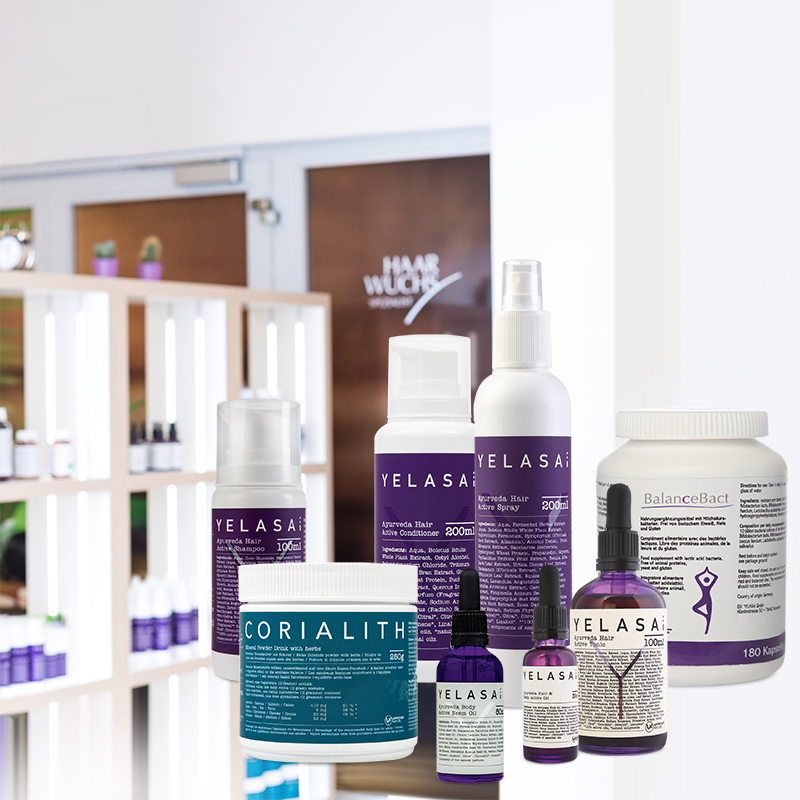 Produktset bei kreisrundem Haarausfall für lange Haare