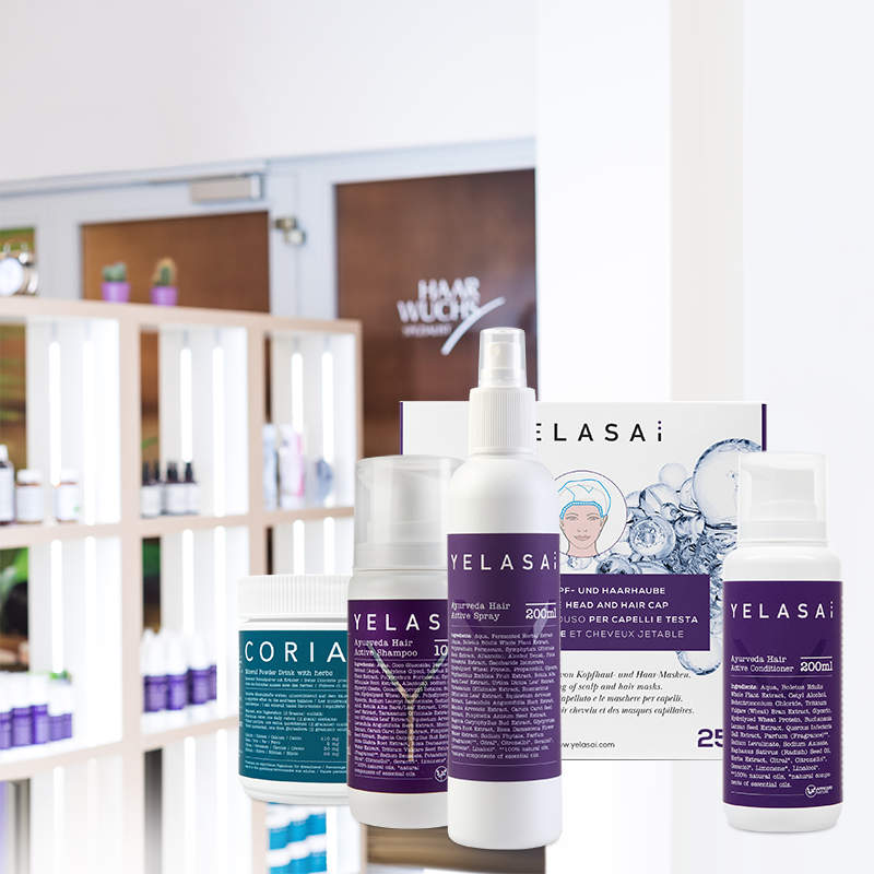 Produktset bei stark schwitzender Kopfhaut für lange Haare