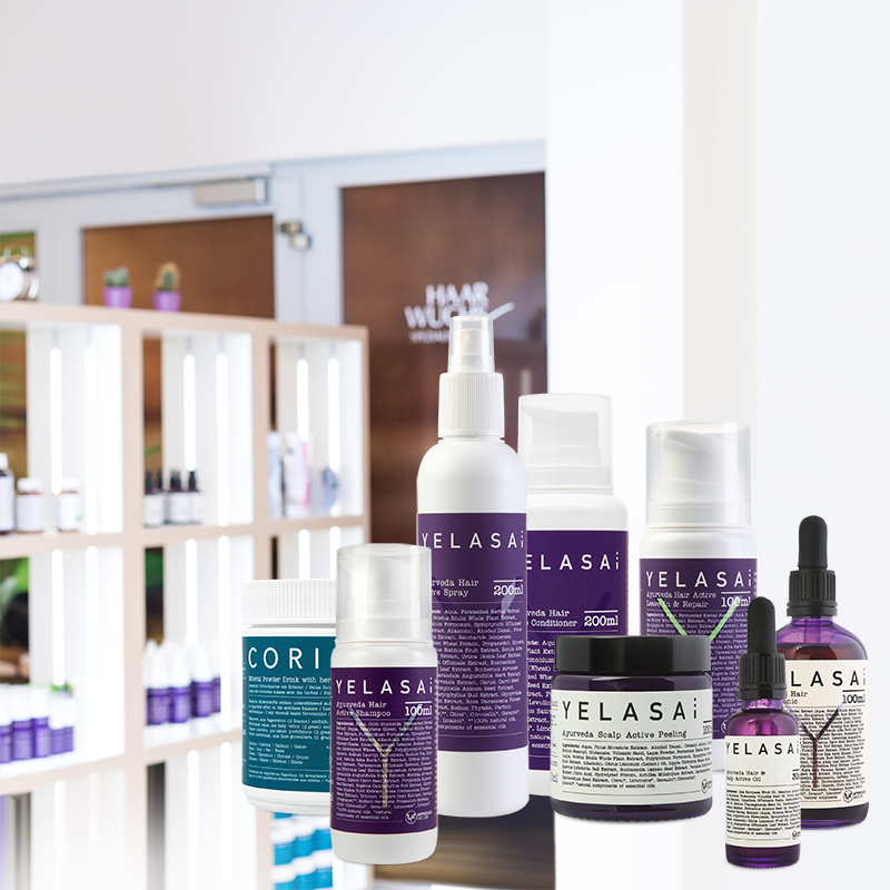 Produktset schöne haare und vitale Kopfhaut für lange Haare