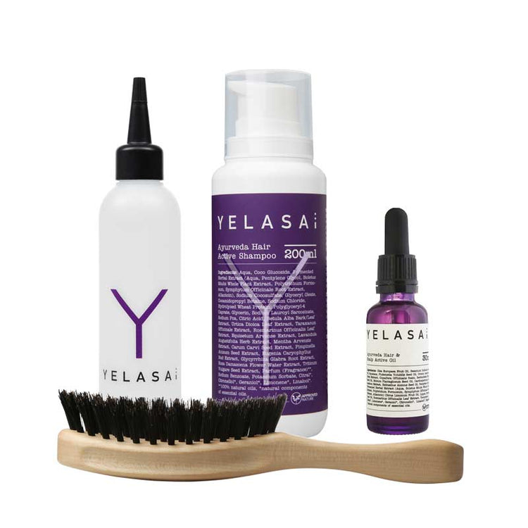 Basic-Set mit Wildschweinborsten-Bürste und Dosierhilfe für kurze Haare von YELASAI