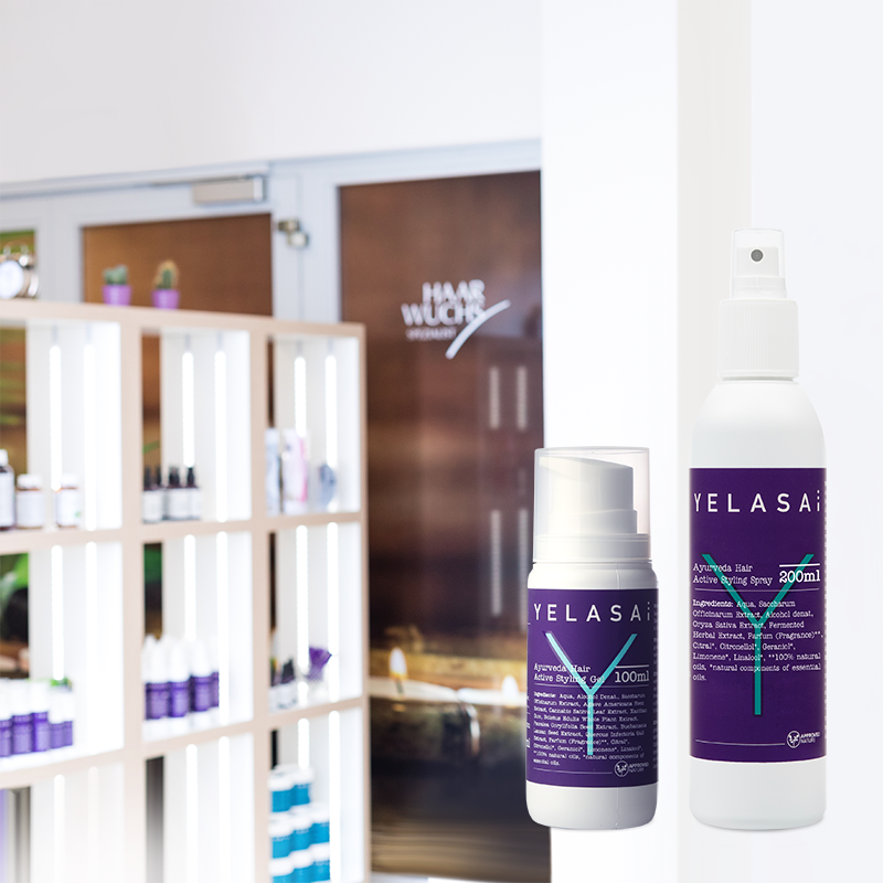 Haarstyling Produkte stehen nebeneinander