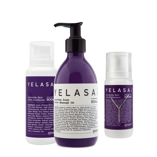 Haarpflege Set auch bei entzündlicher Kopfhaut für lange Haare von YELASAI